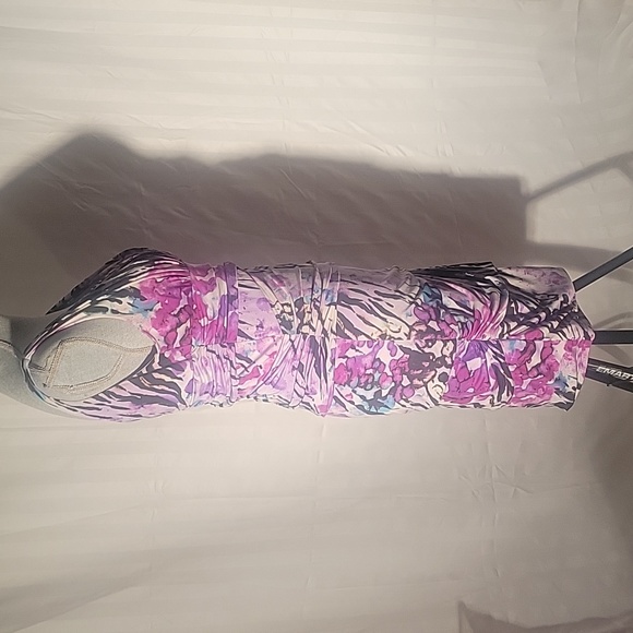 Bisou Bisou Purple Abstract Watercolor Print Sleeveless Dress Size: 10 - Picture 4 of 10